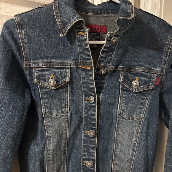 VTG Solid Premium Jeans Classic Edgy Casual Denim Jacket Size Small Cotton - Picture 3 of 9